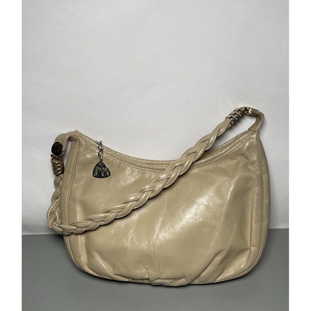 Vintage MORRIS MOSKOWITZ MM Cream Leather Braided Strap Handbag Purses